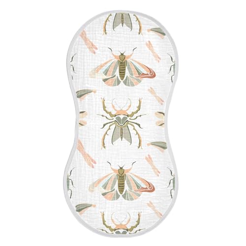 Muslin Burp Cloth for Baby 2PCS Vivid Flying Moth Super Absorbent Burping Cloths, Bibs for Newborn Boys Girls2