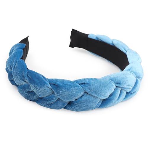 Image of DRESHOW Braided Headbands for Women Velvet Hair Hoop Elastic Criss Cross Hair Bands Accessories