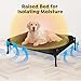 Veehoo Elevated Raised Dog Bed-Cooling Outdoor Dog Cot Bed for Large Sized Dogs Three-Sided Fence Raised Pet Cot with Mesh & No-Slip Feet Dog Hammock Bed with Removable Bolster-47 x 29