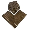 Mcombo 10 Pieces Patio Wood Deck Tiles 12"x12", Interlocking Deck Flooring Oiled Finish, Wood Tiles Resistant Water and Easy to Install for Outdoor Deck,Balcony and Backyard (Light Brown)