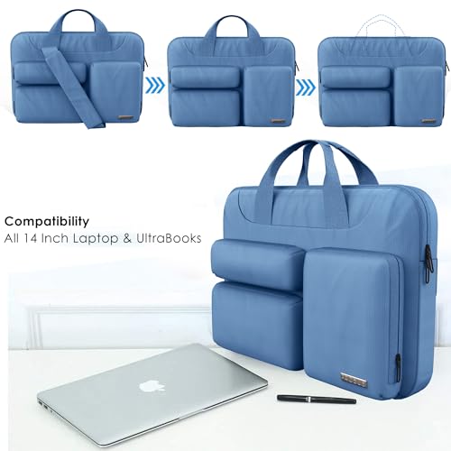 Image of Probus 360 Protective Laptop Shoulder Bag for 14 Inch Laptop /MacBook /Chromebook /Notebook Water Resistant Sleeve Case Cover Office Bag - Sky Blue