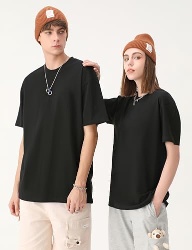 Image of Ogfao Mens Oversized T-Shirts Heavyweight Unisex Cotton T Shirts Baggy Loose Fit Basic Tees Plain Tshirts