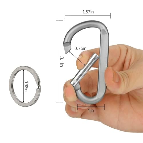 Image of CampTek Carabiner Caribeaner Clip,3 inch Large Aluminum D Ring Shape Carabeaner with Keyring Keychain Hook