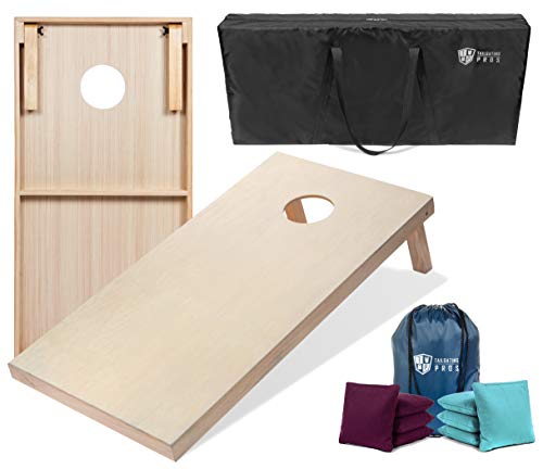 Tailgating Pros Cornhole Boards - 4'x2' & 3'x2' Cornhole Game w/Carrying Case & Set of 8 Corn Hole Bags - 150+ Color Combos! Optional LED Lights