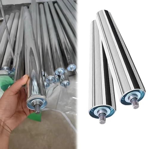 Durable Industrial Conveyor Rollers - 2 Pack, 60 50 38 32 25 Mm Dia Stainless Steel Gravity Rollers Transmission Replacement Part, for Factories Mower Cat/Dog Fence(Dia 50MM/2 Inch,L 1000MM(39.4in))