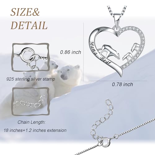 925 Sterling Silver Mom Necklace Love Heart Pendant Mama Bear Panda Elephant Sloth Animal Necklaces Mother Son Daughter Jewelry Gifts for Women Mum Family3