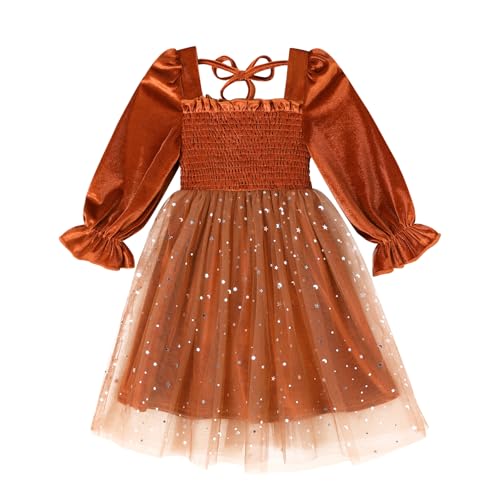 Happy Town Toddler Girl Long Sleeve Velvet Tutu Holiday Dress Fall Winter Clothes Christmas Thanksgiving Day Outfits