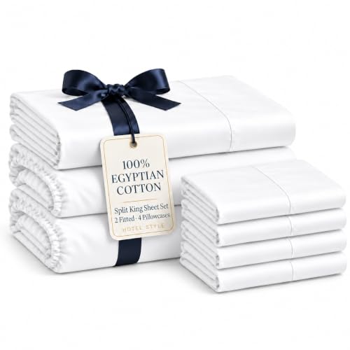 Split King Sheets Sets for Adjustable Bed, 7Pc Egyptian Cotton...