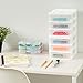 IRIS USA Plastic Stacking Desk Top 3-Drawer Storage Organizer, 4-Pack, for Makep Vanity Nail Polish Bathroom Stationery Art Craft Supplies Kitchen Office Garage and Small Organization, Small, White