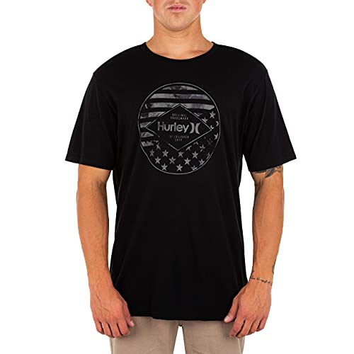 Hurley Men s Everyday Washed Independence Short Sleeve T-Shirt, Black, Small