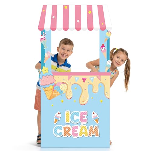 APUDWN 5.3 Ft Ice Cream Party Stand Cardboard Cutout Large Ice Cream Shop Photo Booth Prop Summer Birthday Stand Up Backdrop Decoration for Summer School Carnival Events Classroom Baby Shower Supplies