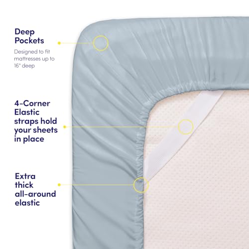 Image of 1500 Supreme Collection Twin XL Sheet Sets Misty - 3 Piece Bed Sheets and Pillowcase Set for Twin XL Mattress - Extra Soft, Elastic Corner Straps, Deep Pocket Sheets, Twin XL Misty