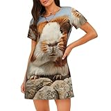 FBGHHTY Camisón de manga corta con estampado de conejillo de indias para mujer, ligero, transpirable, ropa de descanso, Negro, XXL