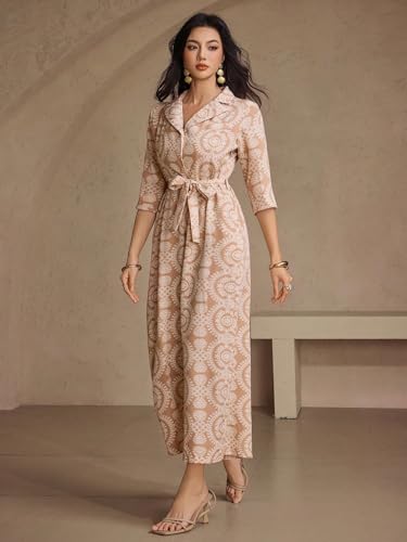 Image of LITZO Dress for Women | Long Rayon Dress for Women's | Floral Wide Leg Long Jumpsuit with Pockets | Regular Jumpsuit for Women (134-136)