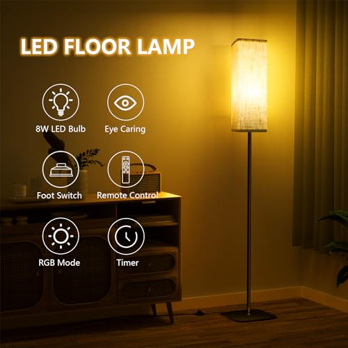 CRLL Floor Lamp for Living Room Modern Standing Lamps with Remote & Foot Switch - Image 2
