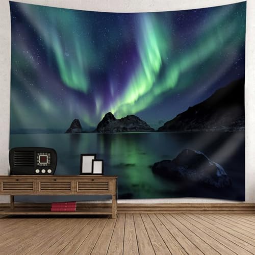 Tapisserie murale aurore boréale pour déco chambre ado moderne