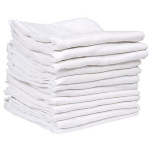 MuslinZ White Baby Muslin Cloths, Baby Burp Cloths, Baby Muslins, Baby Diaper Cloths, 100% Pure Cotton, Newborn Baby Essential (18, 70x70cms (18 count))