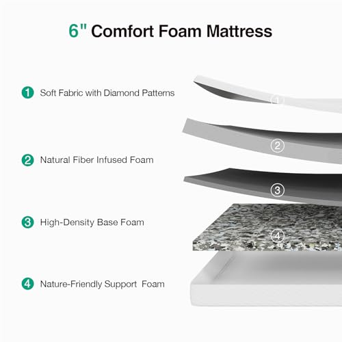 Image of Novilla 6 Inch Full Size Mattress, Full Memory Foam Mattress