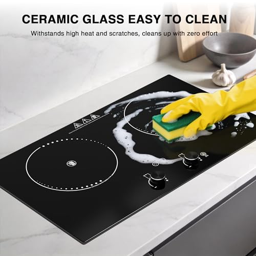 Image of Electric Cooktop, 4000W Countertop Electric Stove Top with 9 Power Settings, Keep Warm Mode - Cooktop Burner for Apartment, Dorm & Small Kitchen