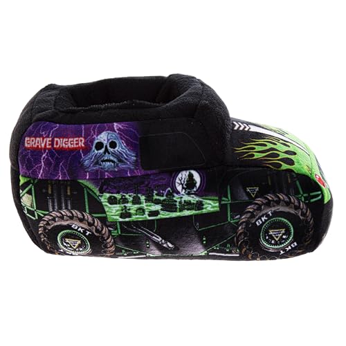 Josmo Monster Jam Slipper 3D Monster Truck Plush Slippers for Boys - Cozy Warm Slip-On Pajama House Shoes with Non-Slip Sole - Grave Digger (size 5-6 Toddler) by Josmo - Image 2