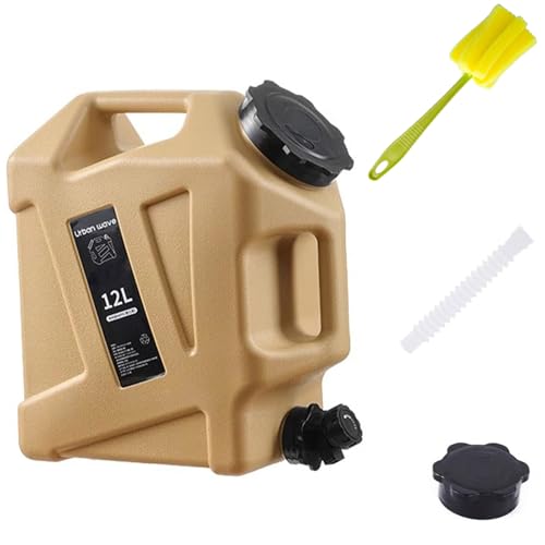Orrdiffi Bidón de Agua con Grifo 12 L Jarra de Agua para Camping sin BPA Tanque de Almacenamiento de Agua Portátil a Prueba de Fugas para Exteriores,Fiesta,Caminatas,Camping,Pesca(Caqui)