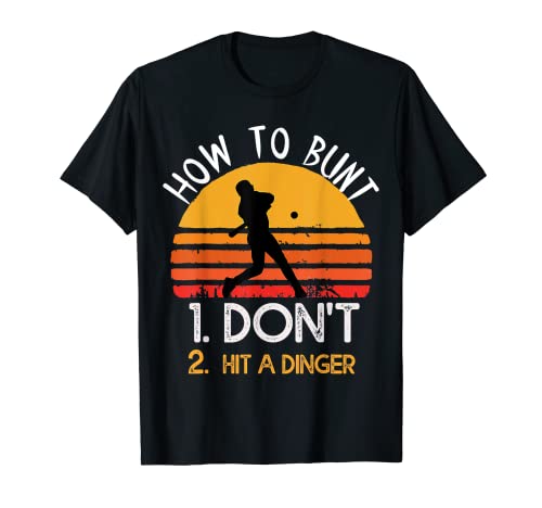 How To Bunt Dont Hit A Dinger - Jugador de béisbol retro Camiseta