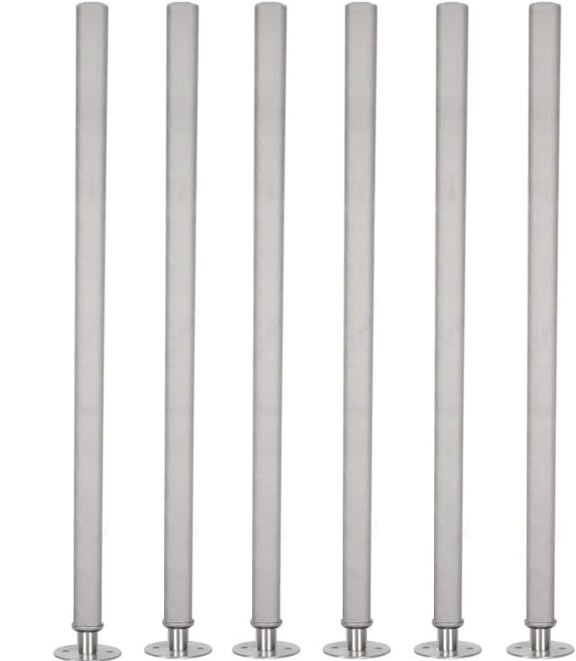 Express KitchQuip Galvanized Steel Table Legs – Set of 6 (35") with Flanged Feet | Heavy-Duty Replacement Legs for Stainless Steel Work Tables | NSF