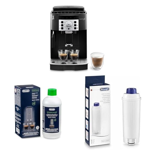 De'Longhi Magnifica S ECAM 22.110.B Perfetto Kaffeevollautomat mit Milchaufschäumdüse + Original EcoDecalk DLSC 500 Entkalker Wasserfilter DLSC002