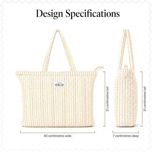 Image of Premium Cotton Waffle Quilted Tote Bag, Large Spacious Handbag for College, Office, Work, Travel, Shopping & Daily Use