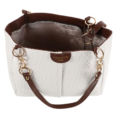 Sac bandoulière femme tissé blanc le cabas parfait pour alterner entre bureau et farniente