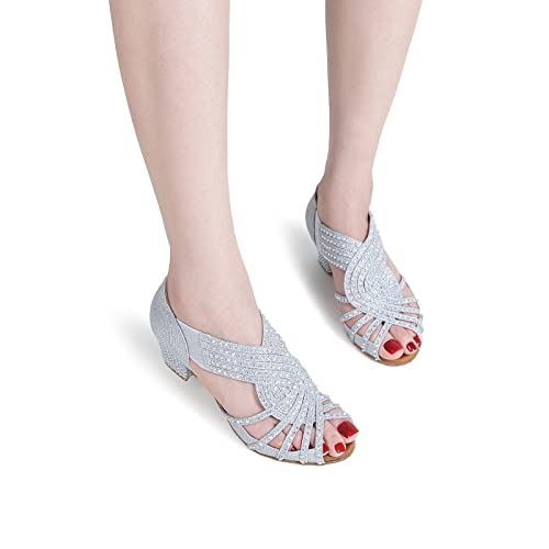 Women Rhinestone Dance Shoes Ballroom Latin Salsa Bachata Performance Dance Dancing Shoes3