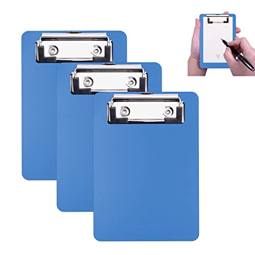 AZWOOD Mini Clipboard, 10 x 15 cm Plastic Writing Plate, Small Clipboards with Pen Holder for Notepads Receipts