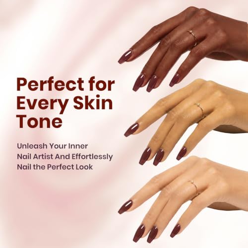 Image of Beetles Brown Red Gel Nail Polish - Brick Rose 15ML Jelly Gel Polish Sheer Translucent Nail Polish Auburn Rose Color Soak Off UV French Nail Art Salon DIY at Home Manicure Gift for Women