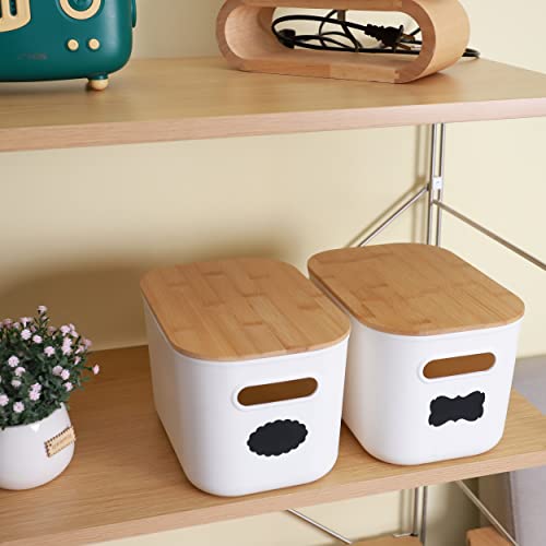 Itylife Citylife Citylife 2 Pcs Storage Bins With Bamboo Lids Plastic Storage Containers For Organizing Stackable Storage Box With Handle thumb #1