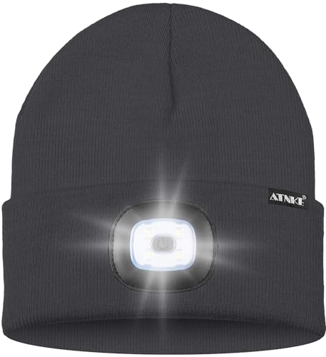 ATNKE Kids LED Lighted Beanie Hat,USB Rechargeable 4 LED Running Headlamp Bright Cap with Light Gifts for Boys and Girls2