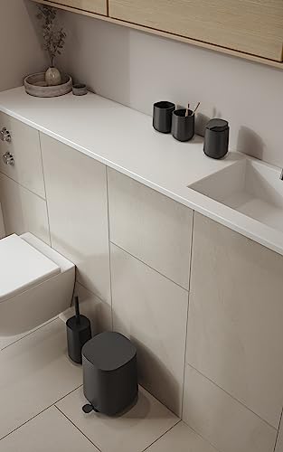 Image of Zone Denmark Nova One Ceramic Toilet Long Brush | with Brush Holder Soft Touch | Enhance Your Bathroom with a Chic and Practical Duo for Modern Style - Coating (Black)