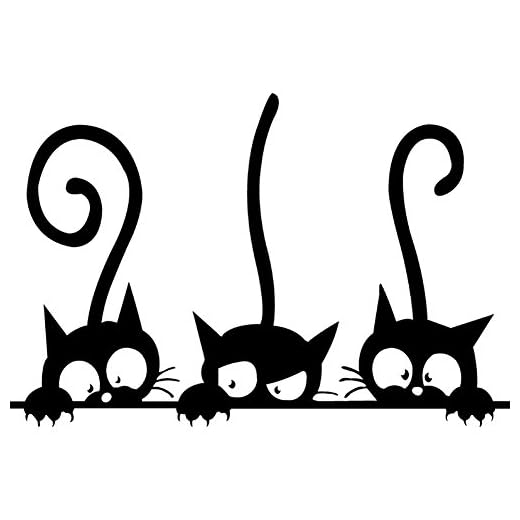 Pegatinas pared decorativas Vinilos decorativos pared dormitorio Stickers Decoracion pared Elegante y hermoso Gato de dibujos animados Negro 20 * 30 cm