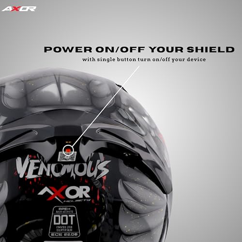 Image of Axor X Altor Apex Venomous Smart Helmet - Bluetooth, High-Impact, Scratch-Resistant Visor, Sensor- Black Grey, L