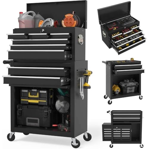 Mann Mart‚Heavy-Duty Rolling Tool Chest Organizer: 8-Drawer Storage Cabinet with Detachable Top Toolbox & Lockable Wheels for Mechanics & DIY Enthusiasts