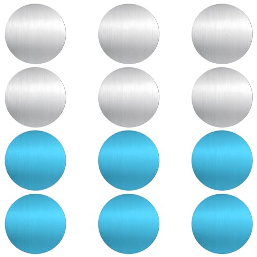 Zelphvt 12 Pcs Under Cabinet Lights Magnetic Sticky, Metal Replacement Magnetic Strips Replacement Magnet Sticky Tape Metal Adhesive Backing Plate Iron Sheet for Cabinets Wall Lighting LED Lights