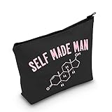 TOBGBE Transgender Gifts Testosterone Molecule Makeup Bag LGBTQ MTF FTM Gift Transgender Pride Gift Testosterone Travel Bag Transgender FTM Gifts (Self mads man black)