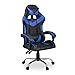 Relaxdays Fotel gamingowy, Racing Look, obrotowy, z regulacją wysokości, poduszka pod głowę i lędźwie, wys. x szer. x gł.: 133 x 68 x 60 cm, czarno-niebieski