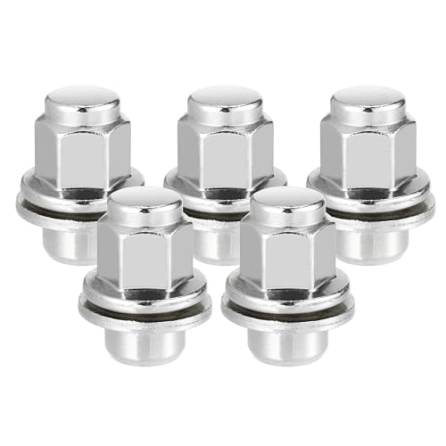 Image of 5 Pcs Wheel Lug Nuts Compatible for Jaguar XF XJ XE, Durable M12 x 1.5 Carbon Steel Silver Tone Tire Lugnuts
