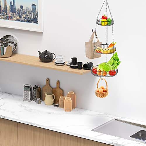 Simplehouseware Hanging Fruit Basket, Classic Oblate, Black #TOP3