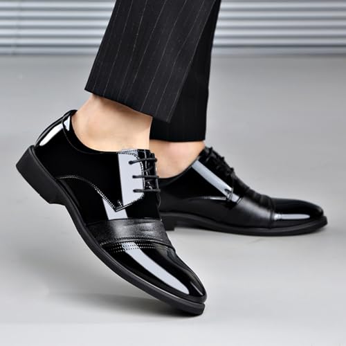 Mens Modern Patent Leather Lace Up Dress Oxford Shoes Classic Tuxedo Low Top Loafers for Business Wedding Formal Derby Shoes3