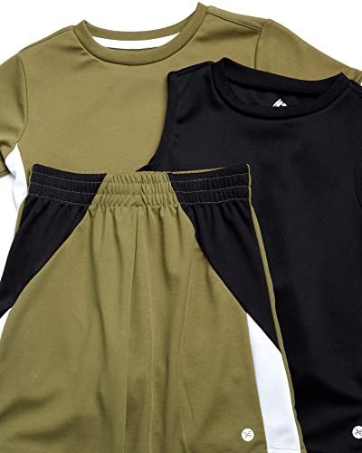 Rbx Boys' Active Shorts Set ? Performance T-Shirt, Tank Top, And Gym Shorts (4-16), Size 12, Black/Spring Fatigue/White #TOP1