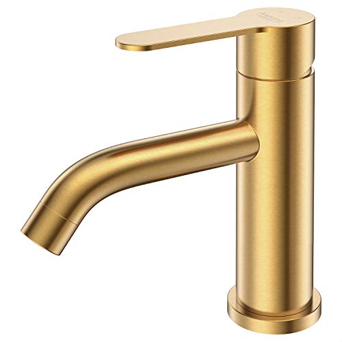 AMAZING FORCE Gold Bathroom Faucet Single Hole Bathroom Sink Faucet