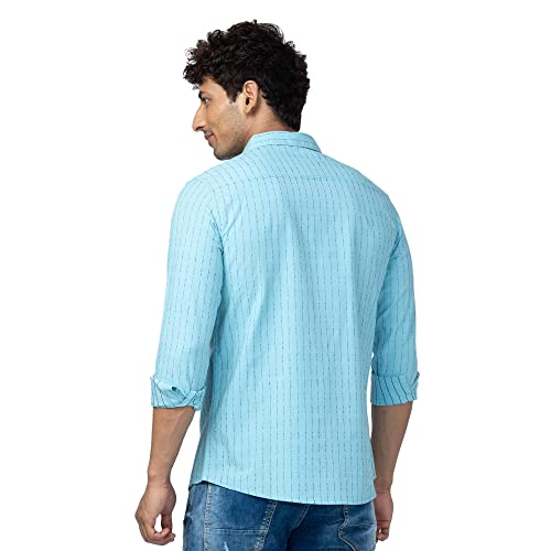 Image of Spykar Men's Slim Fit N /A Full Sleeve Striped Casual Shirts