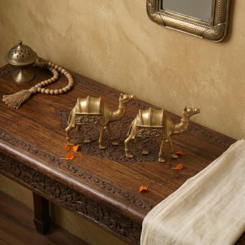 Image of 100% Pure Brass Camel Statue - Single | Decorative Camel Idol for Home Decor, Vastu, Office Table & Rajasthani Showpiece | Pack of 1 Piece