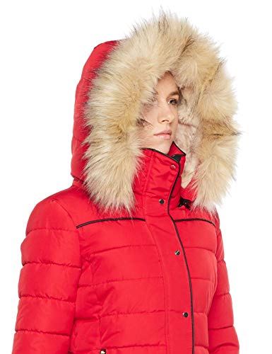 Royal Matrix Women's Hooded Puffer Coat Short Quilted Jacket Full Zip Warm Winter Thickened Coat, Regular & Petite Size(Red, 2